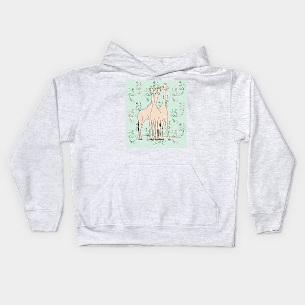 Funny Giraffe Line Art Kids Hoodie by Alex